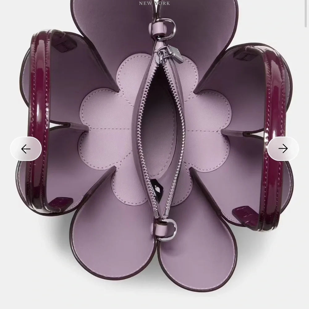 Kate spade the patent spade flower crossbody bucket Handbag purple NWT - Picture 2 of 8